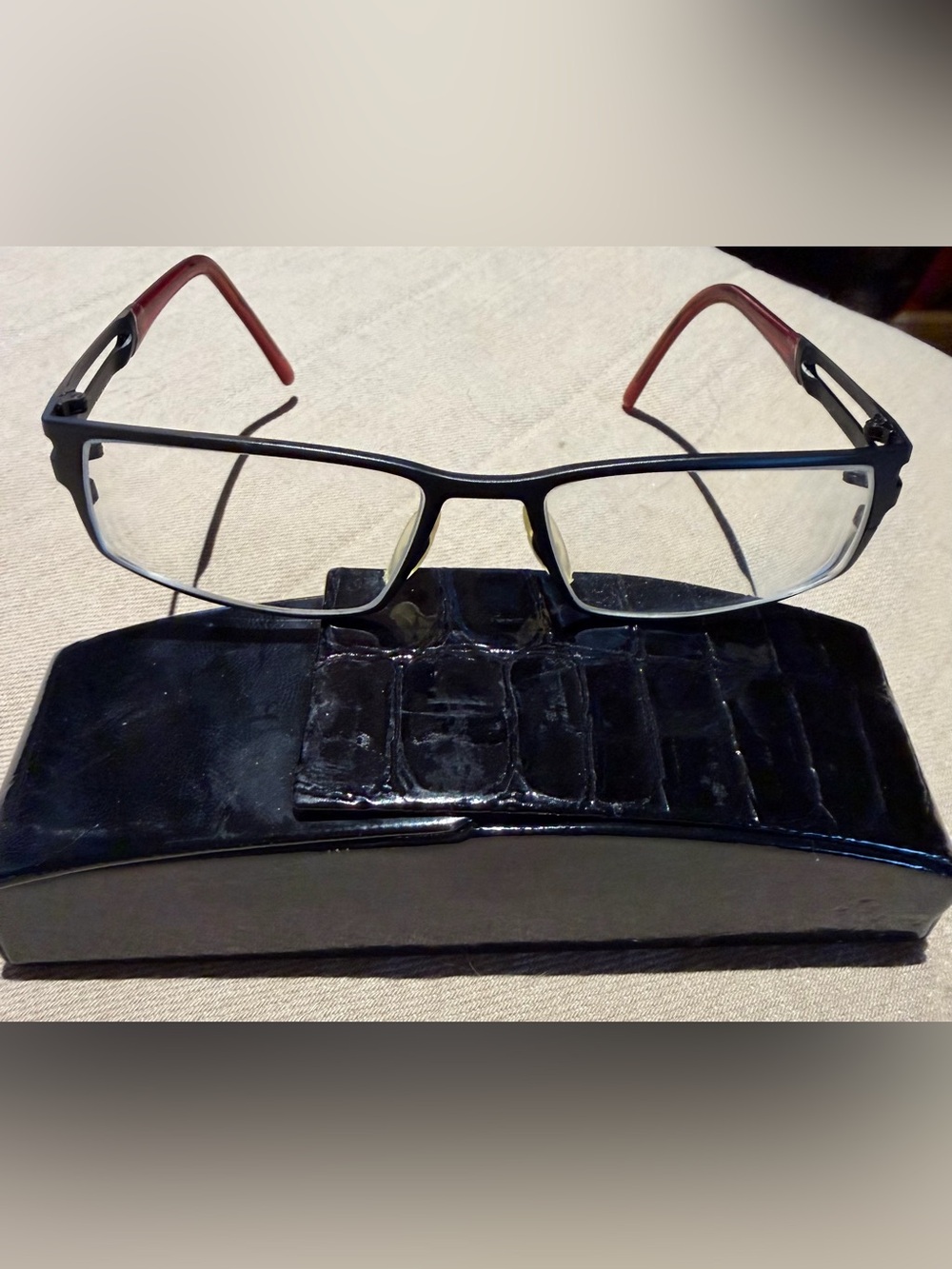 Porsche Design Black Frame with Red Temple Accent